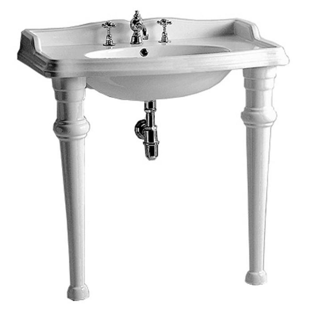 Isabella Collection Rectangular Console with integrated oval bowl, widespread faucet drill, backsp