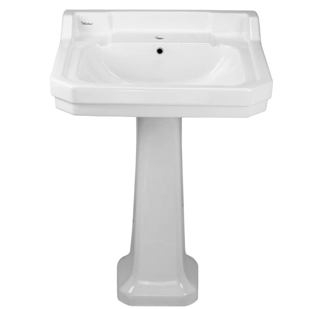 Isabella Collection Traditional Pedestal with Integrated Large Rectangular Bowl, Backsplash, Dual