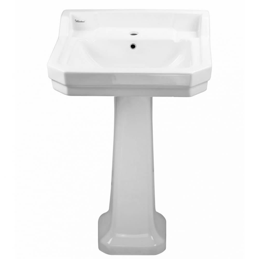 Isabella Collection Traditional Pedestal with Integrated Rectangular Bowl, Backsplash, Dual Soap L