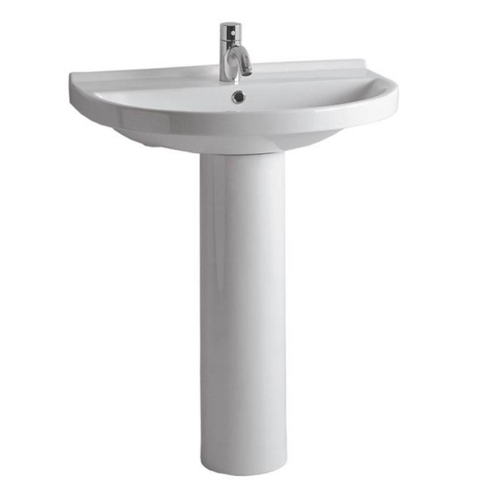 Isabella Collection Tubular Pedestal Sink with Large U-Shaped Basin, Chrome Overflow and Single Ho