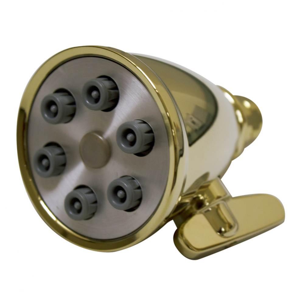 Showerhaus Small Round Showerhead with 6 Spray Jets - Solid Brass Construction with Adjustable Bal