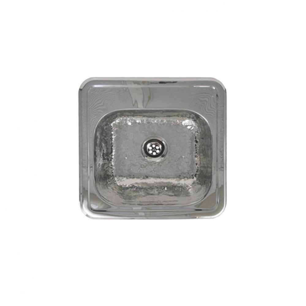 Decorative Square Drop-in Entertainment/Prep Sink with a Hammered Texture Bowl and Mirrored Finish