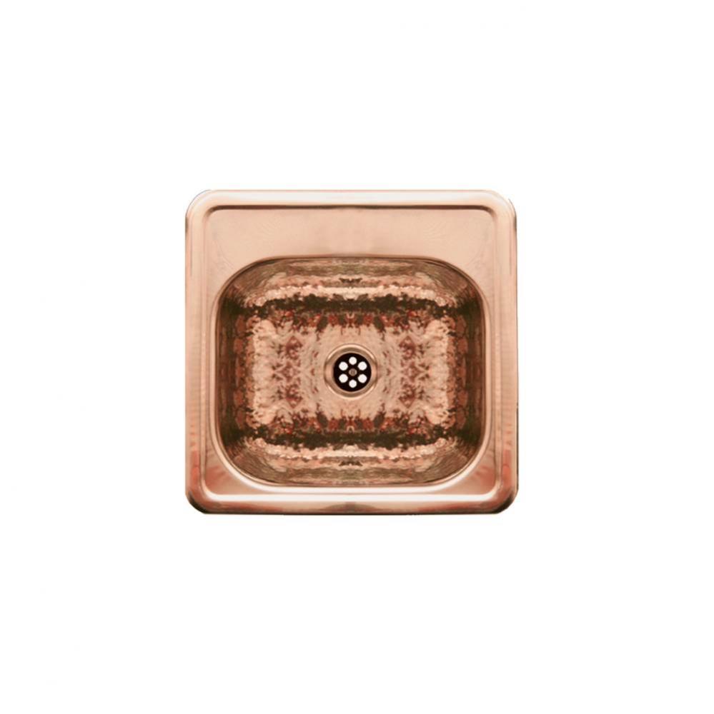 Decorative Square Drop-in Entertainment/Prep Sink with a Hammered Texture Bowl and Mirrored Finish