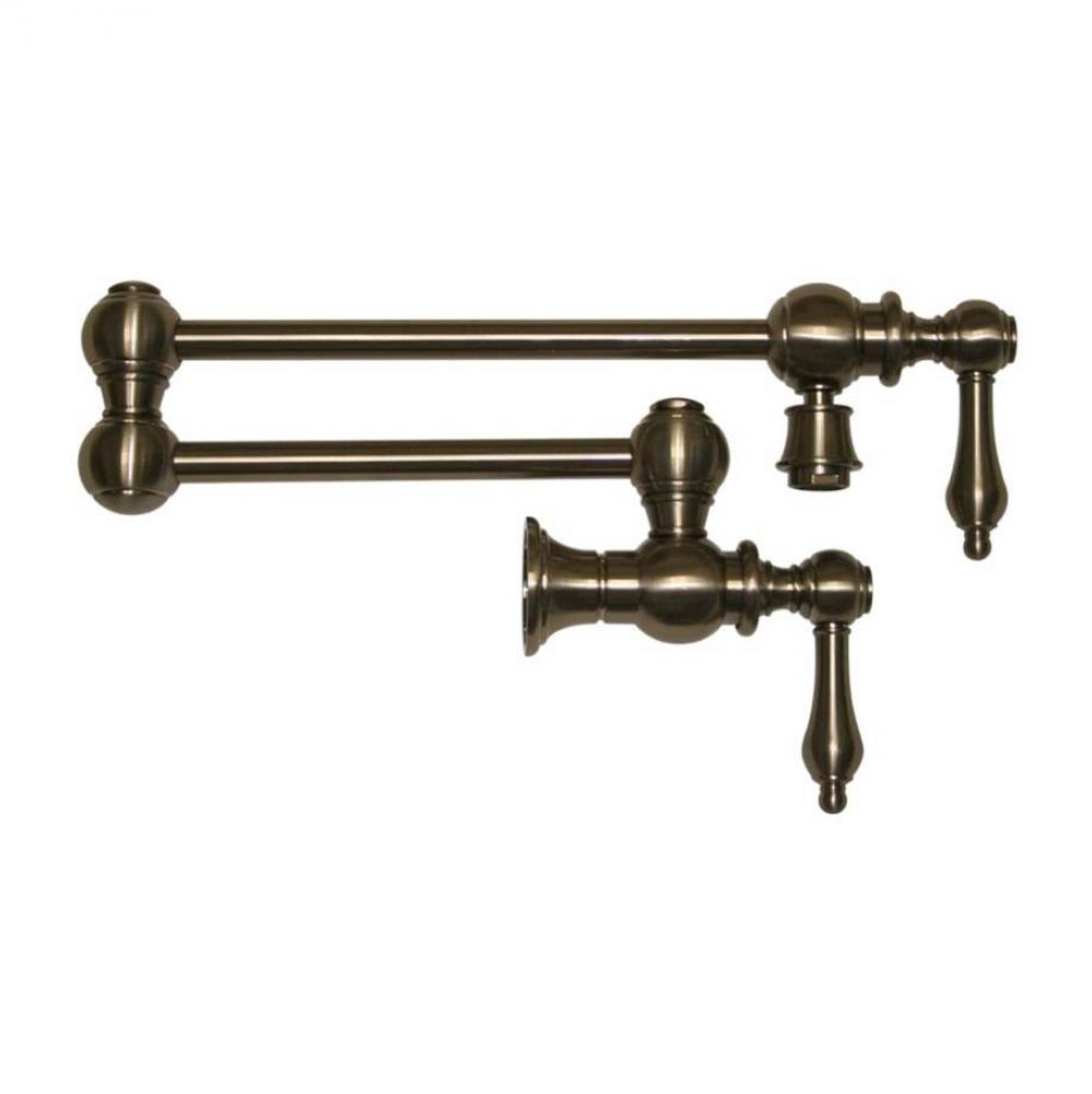 Vintage III Wall Mount Retractable Swing Spout Pot Filler with Lever Handles and Swivel Aerator