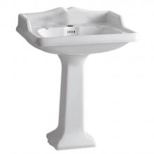 Whitehaus AR834-AR805-1H - Pedestal w/an Integrated large Rectangular Bowl, Single Hole Faucet Drilling, Backsplash, Dual Soa