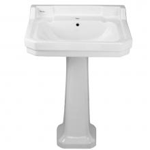 Whitehaus B112L-P - Isabella Collection Traditional Pedestal with Integrated Large Rectangular Bowl, Backsplash, Dual