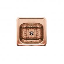 Whitehaus WH692CBB - Decorative Square Drop-in Entertainment/Prep Sink with a Hammered Texture Bowl and Mirrored Finish