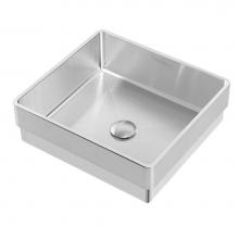 Whitehaus WHNPL1577-BSS - Noah Plus 10 gauge frame, Squared Semi-recessed Basin Set with center drain