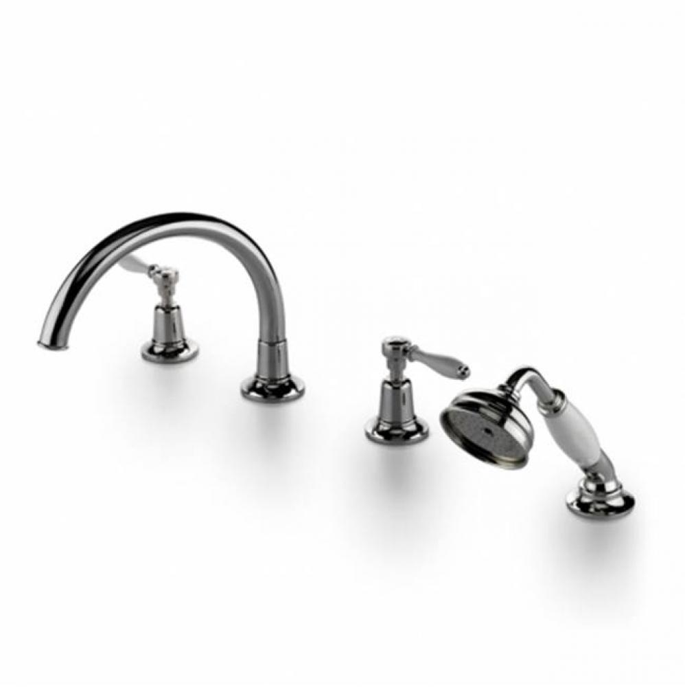 Easton Classic Gooseneck Concealed Tub Filler with Handshower and Metal Lever