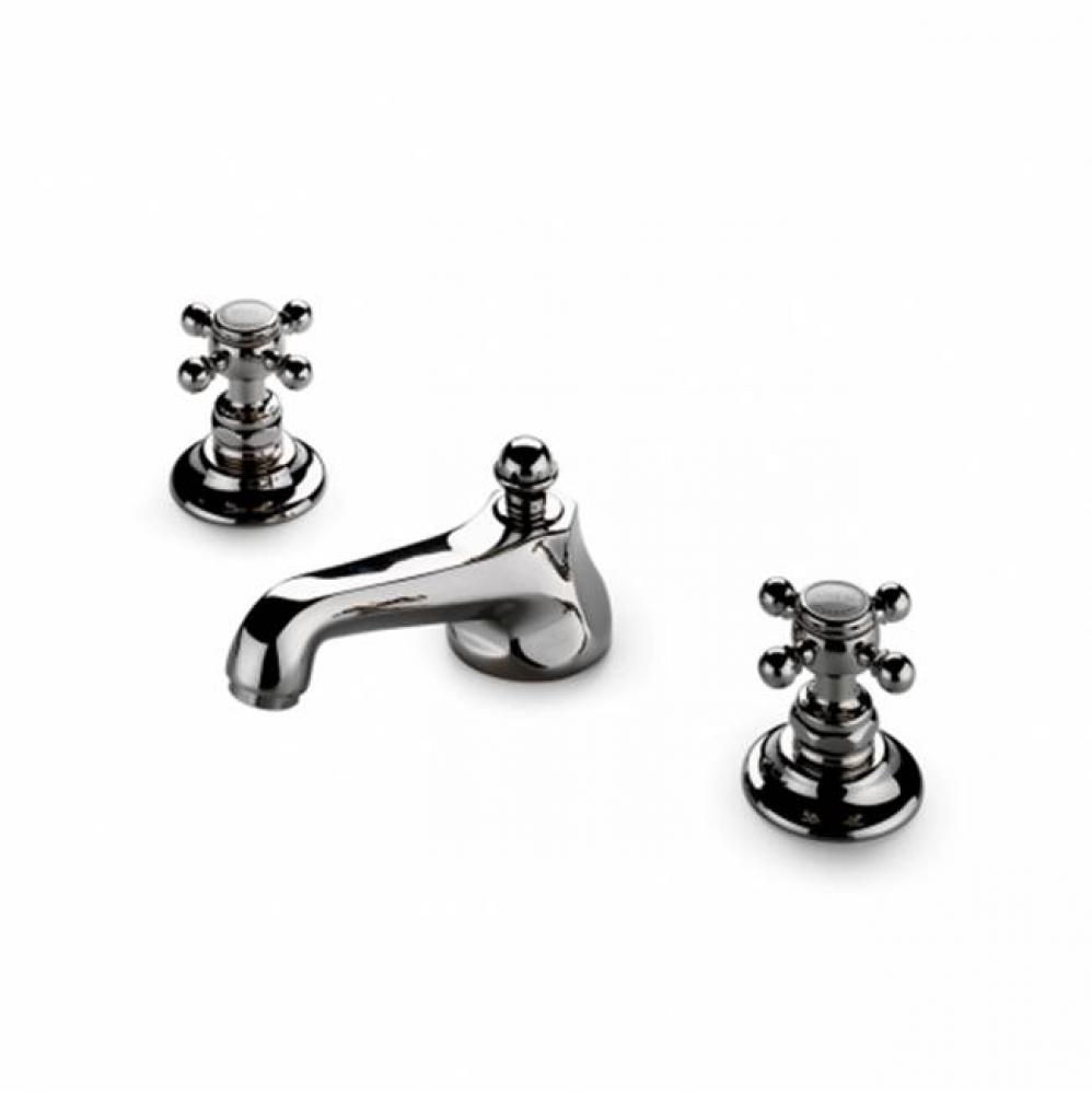 Astoria Low Profile Three Hole Deck Mounted Lavatory Faucet with Metal Cross Handles in