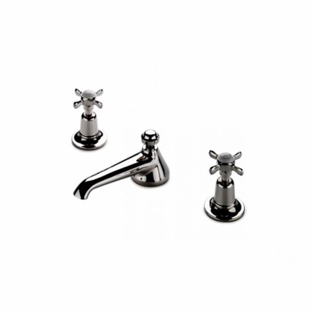 Easton Classic Low Profile Three Hole Deck Mounted Lavatory Faucet with Metal Cross Handles in