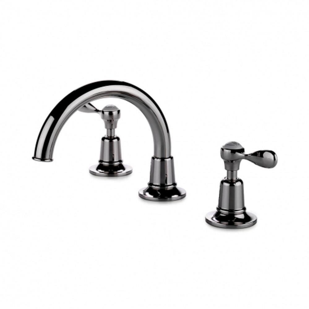 Easton Classic Gooseneck Three Hole Deck Mounted Lavatory Faucet with Metal Lever Handles in