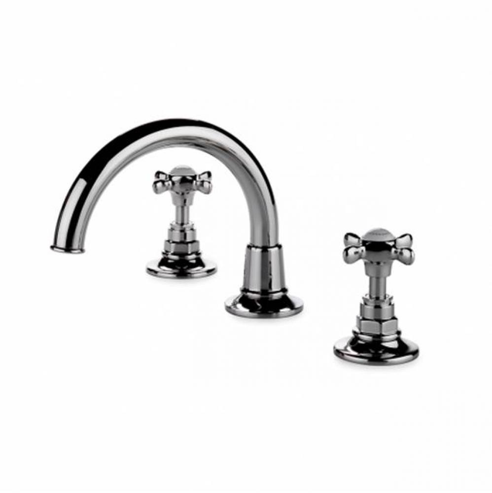 Easton Vintage Gooseneck Three Hole Deck Mounted Lavatory Faucet with Metal Cross Handles in