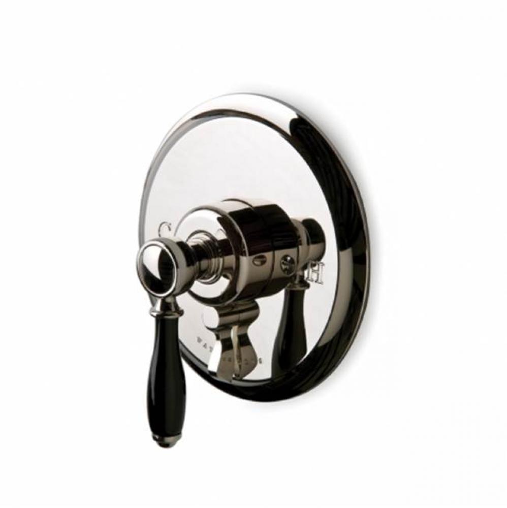 Easton Classic Pressure Balance with Diverter Trim with Black Porcelain Lever Handle in Antique