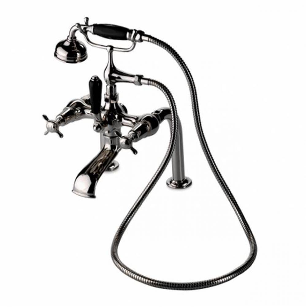 Easton Classic Exposed Tub Filler, Black Porcelain Handshower and Lever Diverter in