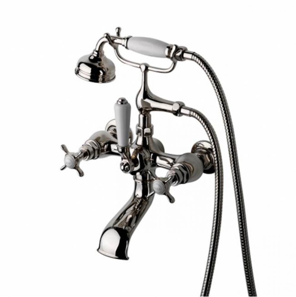 Easton Vintage Exposed Tub Filler, White Porcelain Handshower and Lever Diverter with Metal