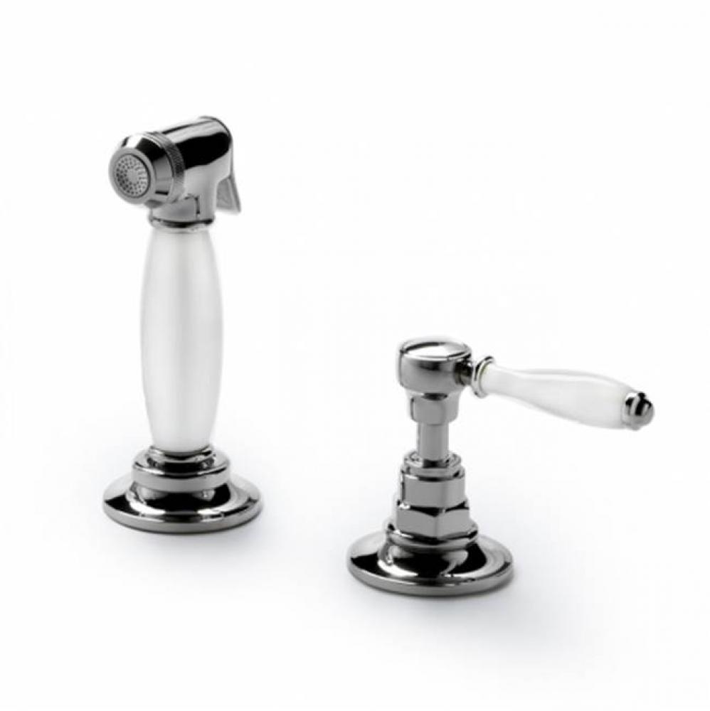 Easton Vintage Spray, White Porcelain Lever Handle in Chrome Complies, 0.25%