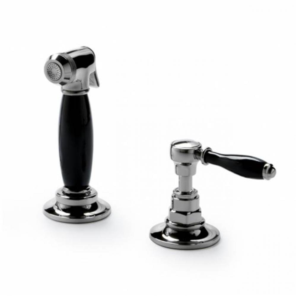 Easton Vintage Spray, Black Porcelain Lever Handle in Matte Nickel,