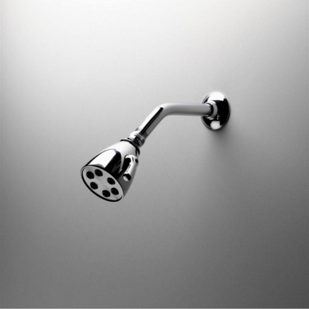 Universal 2 3/4 Shower Head, Arm and Flange with Adjustable Spray in Unlacquered Brass, 2.0gpm