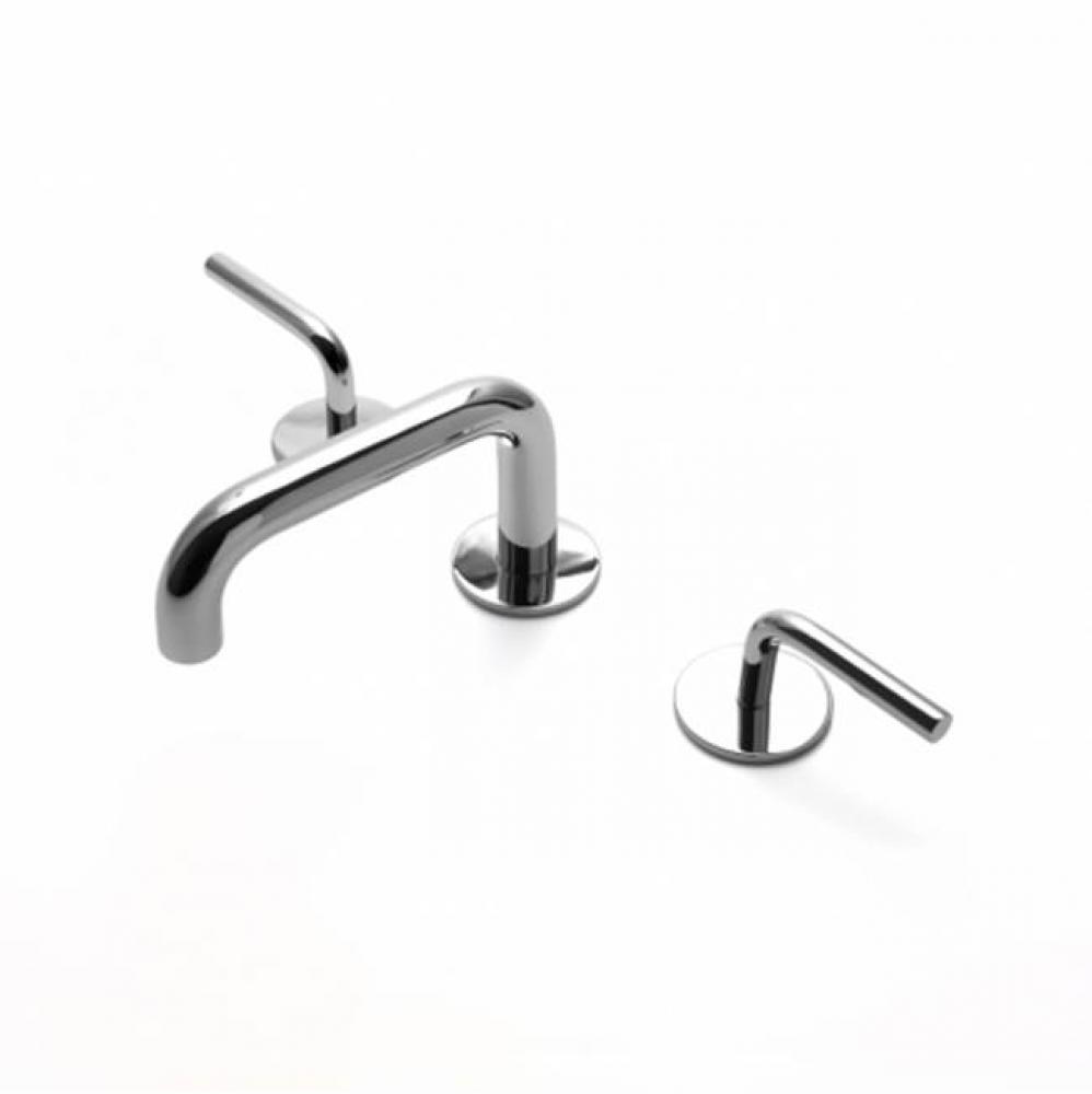 Flyte Low Profile Three Hole Deck Mounted Lavatory Faucet with Metal Lever Handles in Chrome,