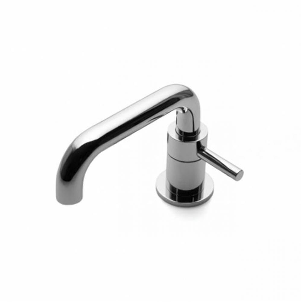 Flyte Low Profile One Hole Deck Mounted Lavatory Faucet with Metal Lever Handle in Nickel,
