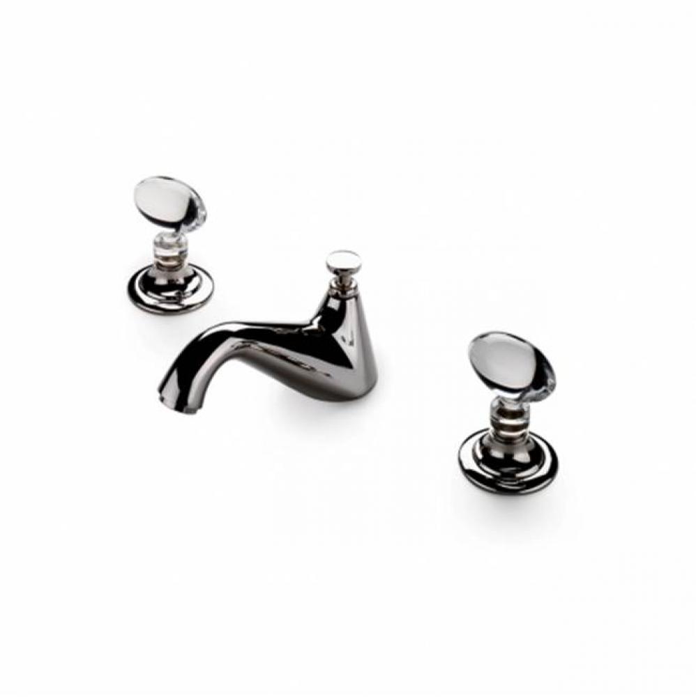Opus Low Profile Three Hole Deck Mounted Lavatory Faucet with Crystal Egg Handles Complies with