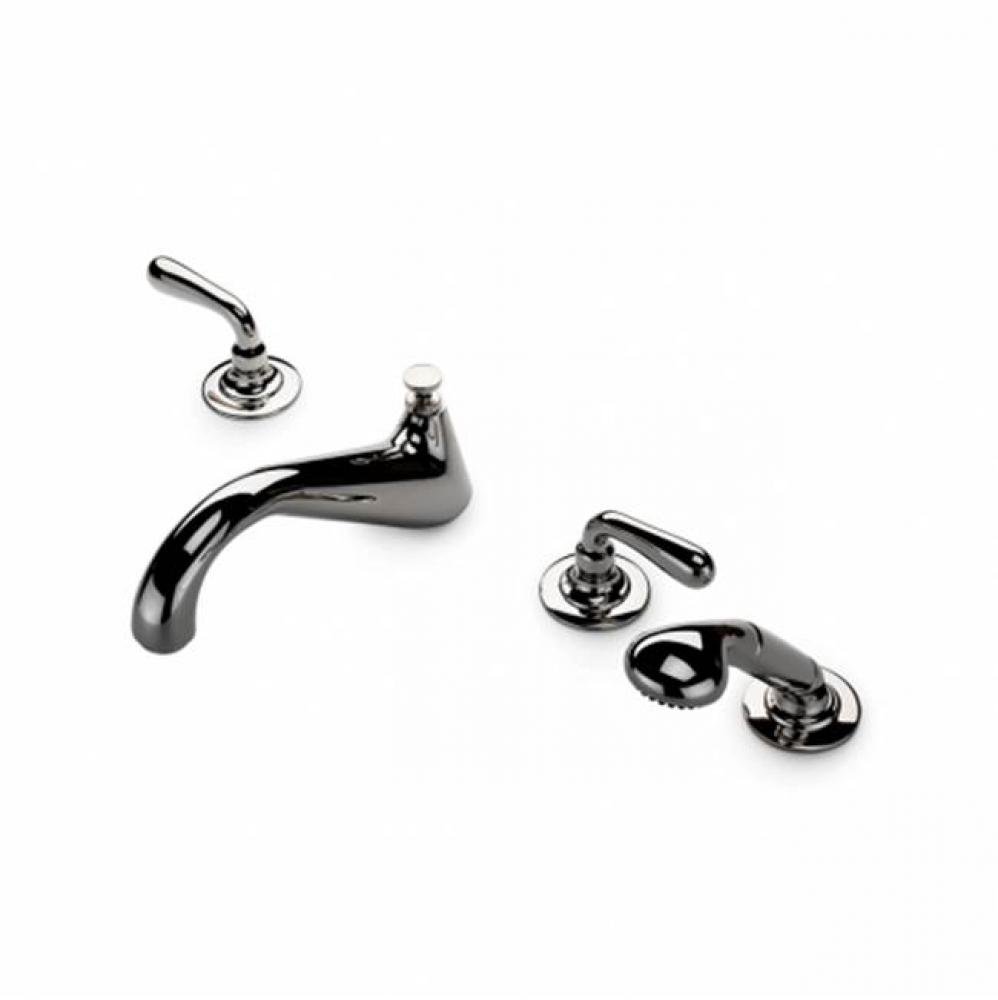 Opus Deck Mounted Low Profile Concealed Tub Filler with Handshower and Metal Lever Handles in