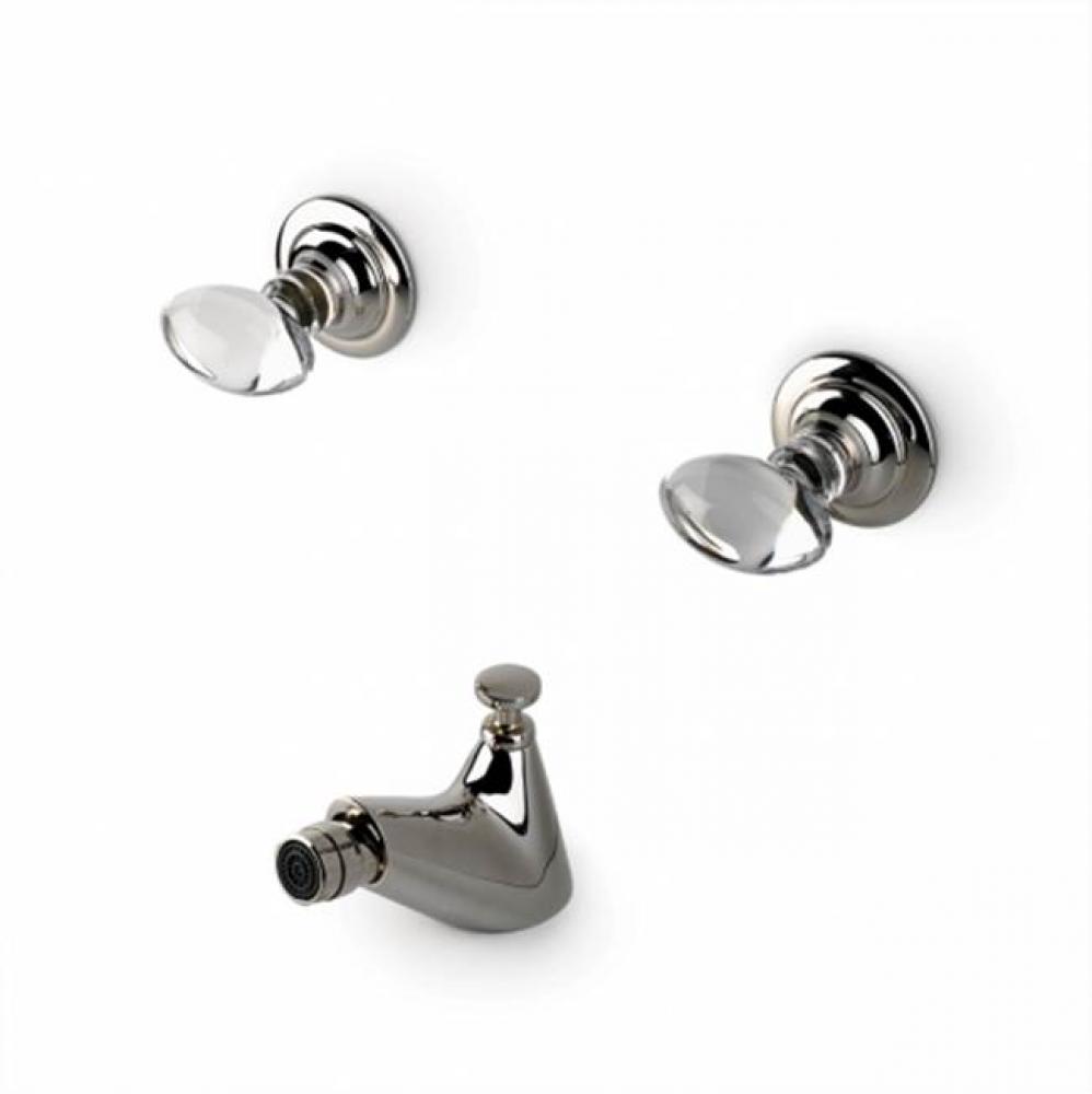Opus One Hole Bidet Fitting with Crystal Egg Handles in Burnished