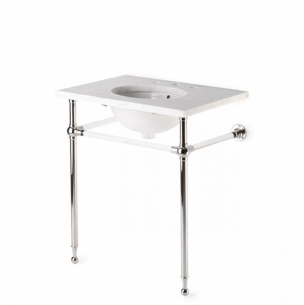 Crystal Metal Round Two Leg Single Washstand 27 15/16 x 19 13/16 x 32 3/4 in Matte Nickel