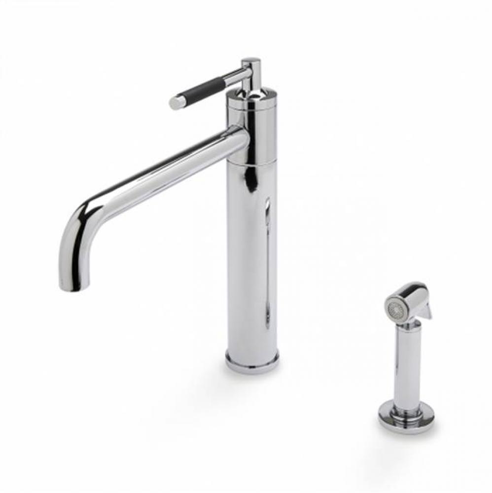 Universal Modern One Hole High Profile Kitchen Faucet, Metal Lever Handle and Spray in