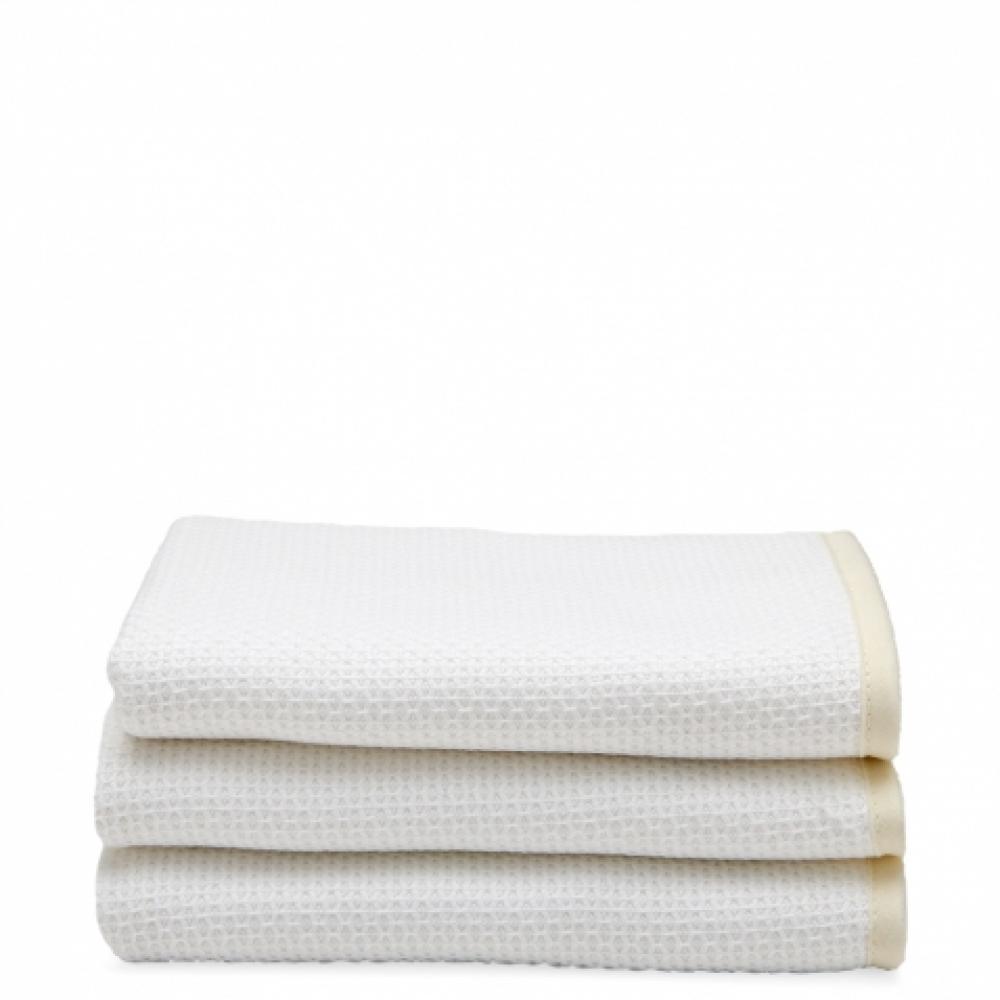 Marseille Cotton Guest Towel in White with Cream