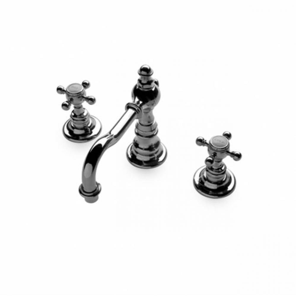 Julia High Profile Three Hole Deck Mounted Lavatory Faucet with Metal Cross Handles in Chrome
