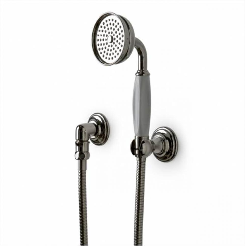 Julia Handshower On Hook with White Porcelain Handle in Antique