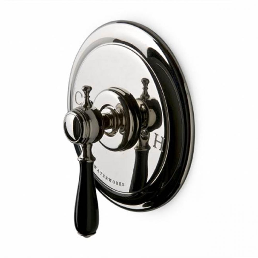Julia Pressure Balance Control Valve Trim with Black Porcelain Lever Handle in Unlacquered