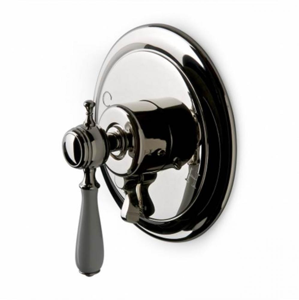Julia Pressure Balance with Diverter Trim with White Porcelain Lever Handle in Antique