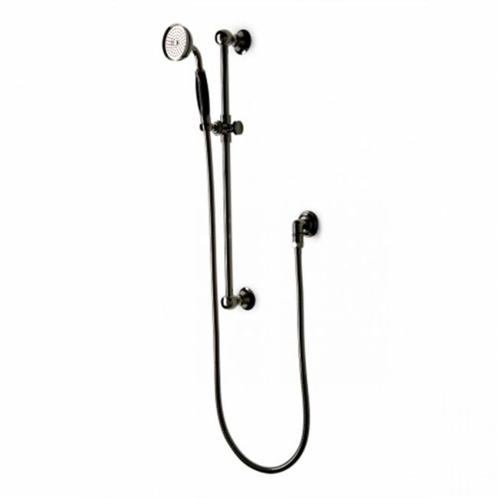Julia Handshower On Bar with Black Porcelain Handlein Burnished