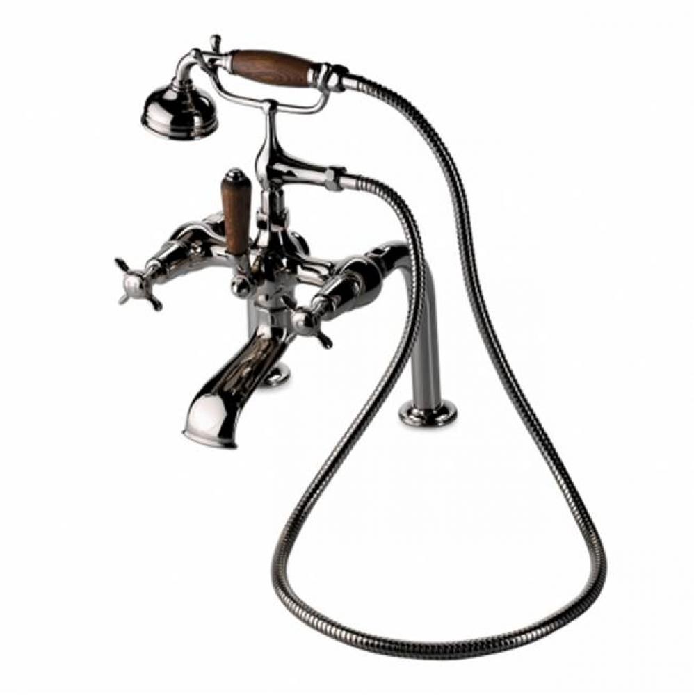 Easton Classic Exposed Tub Filler, Oak Handshower and Lever Diverter in