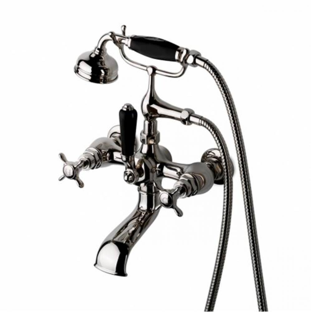 Easton Vintage Exposed Tub Filler, Black Porcelain Handshower and Lever Diverter in