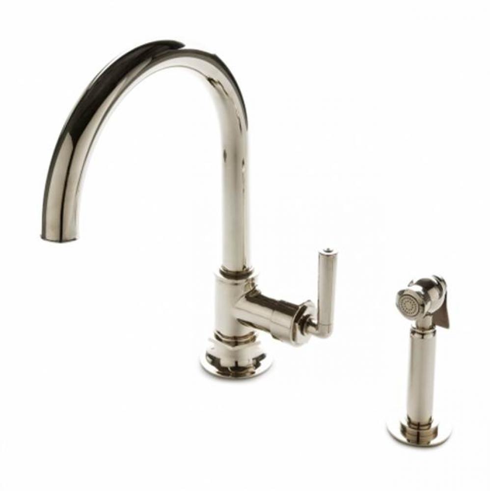 Henry One Hole Gooseneck Kitchen Faucet, Metal Lever Handle and Spray in
