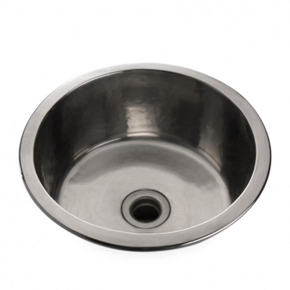 Normandy 13 3/4 x 13 3/4 x 6 5/16 Hammered Copper Round Bar Sink with Center Drain in Matte Nickel