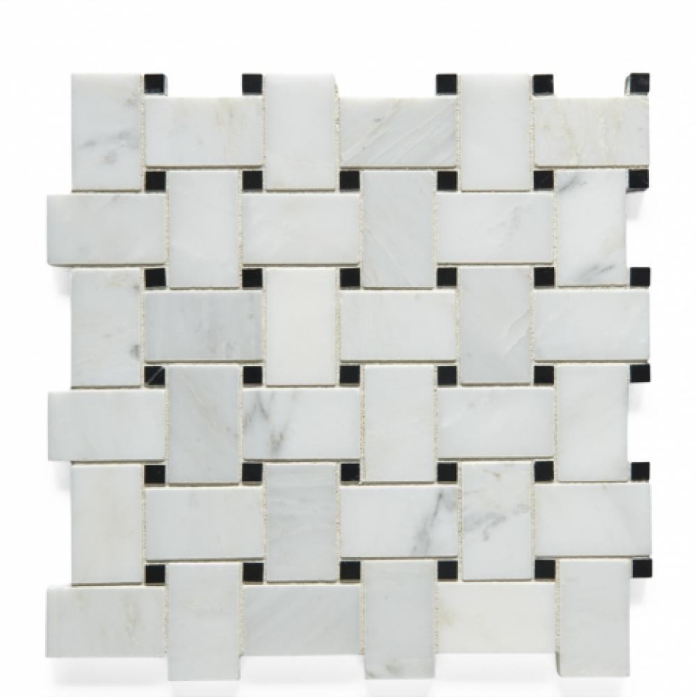 Studio Stone 3cm x 5cm Basketweave Mosaic in Ariel/Eclipse Polished