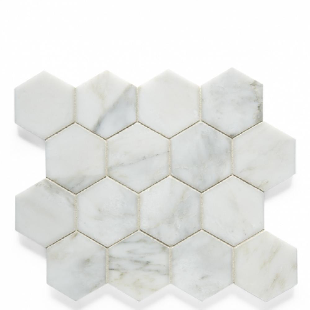 Studio Stone 3'' Hexagon Mosaic in Ariel Polished
