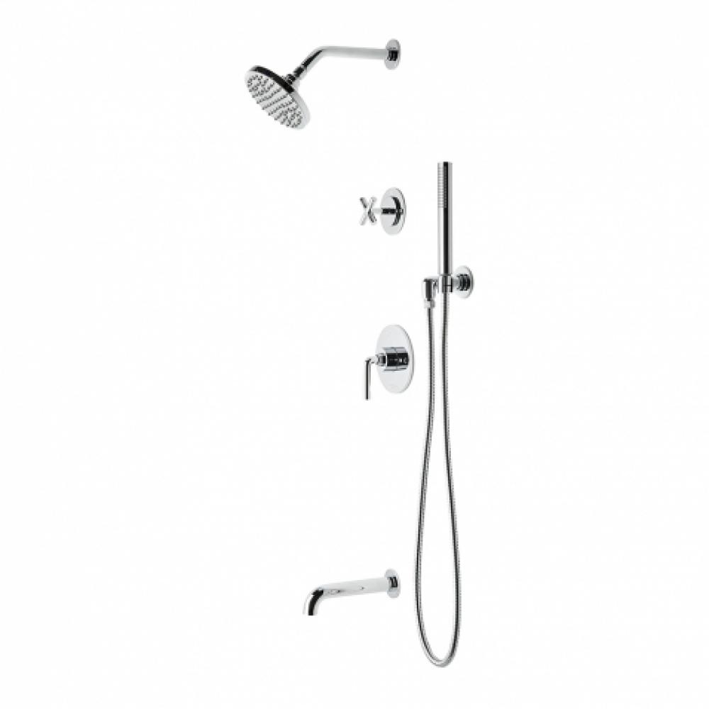 Flyte Pressure Balance Shower Package with 6'' Rain Shower Head, Handshower, Tub Spout