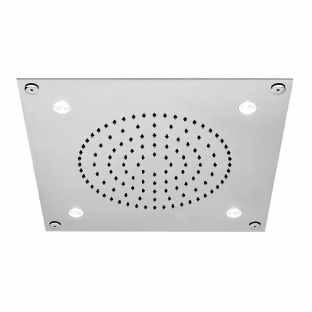 Universal Ceiling Mounted 12'' Recessed Square Shower Head with White Light in Matte
