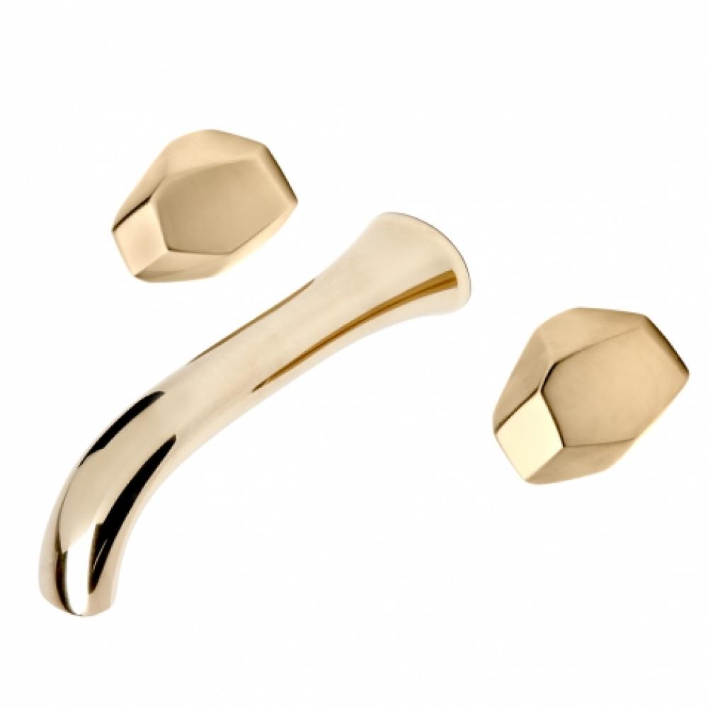 Isla Wall Mounted Lavatory Faucet with Metal Geode Handles in Matte Gold, 1.2gpm (4.5L/min)