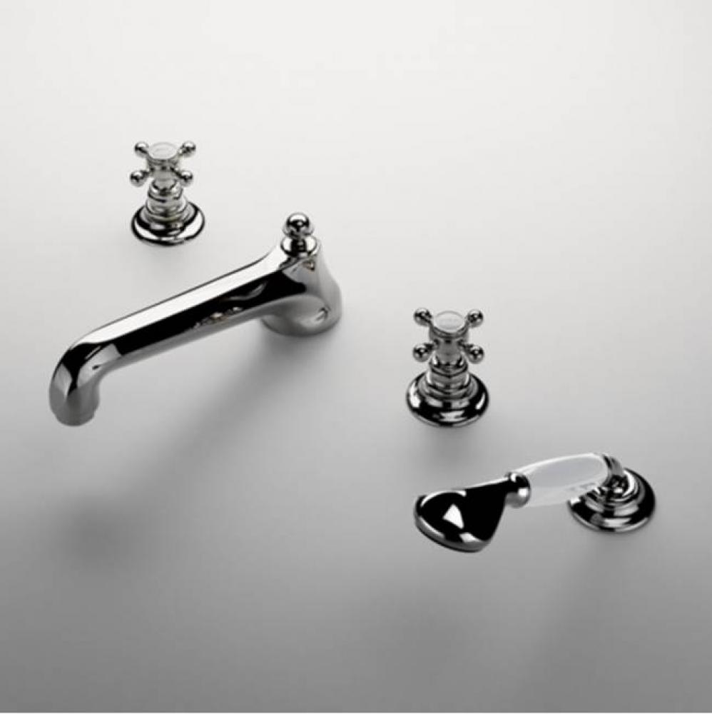 Astoria Low Profile Concealed Tub Filler With Handshower and Metal Cross Handles in