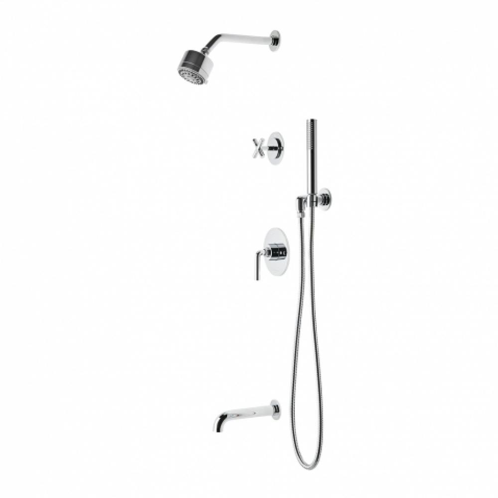 Flyte Pressure Balance Shower Package with 3 1/4'' Shower Head, Handshower, Tub Spout