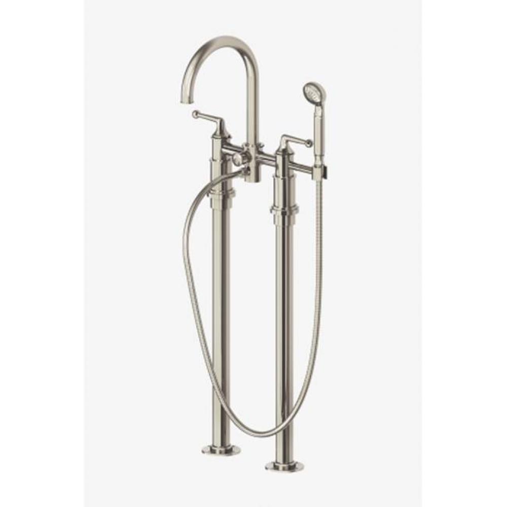 COMMERCIAL ONLY Dash Floor Mounted Exposed Tub Filler with 1.75gpm Metal Handshower and Lever Hand