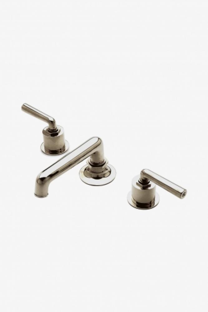Henry Low Profile Three Hole Deck Mounted Lavatory Faucet with Metal Lever Handles in Shadow,