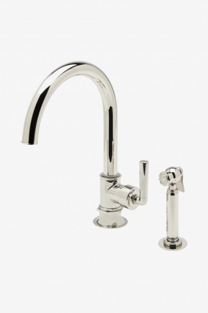 Henry One Hole Gooseneck Kitchen Faucet, Metal Lever Handle and Spray in